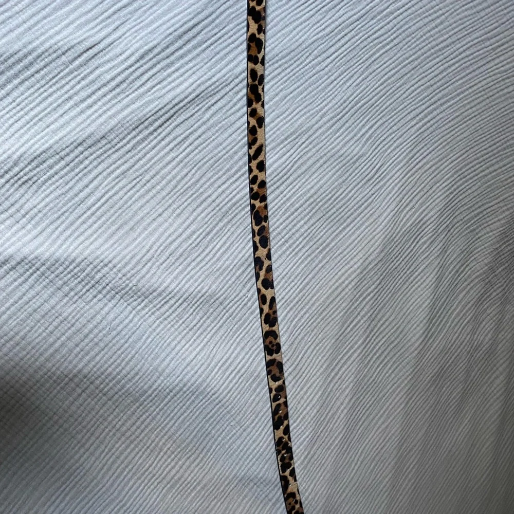 J. Crew 100% Leather Leopard Fur Belt with Brass Buckle - Picture 3 of 4